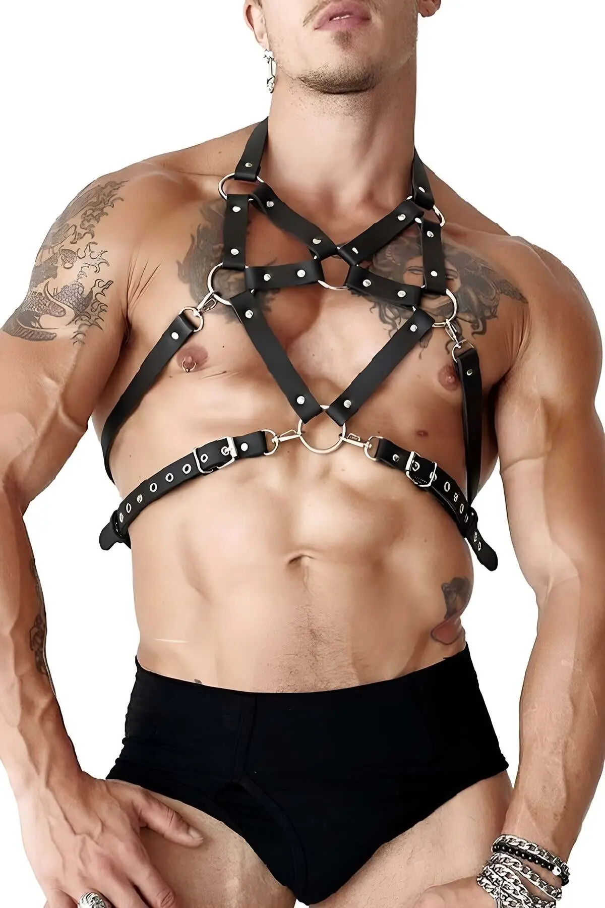Men's Leather Chest Harness, Men's Party Accessory - SHM200