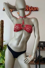 Red Leather Sexy Bra - Image 3