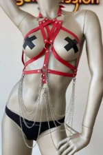 Red Chest Sexy Erotic Harness - Image 3