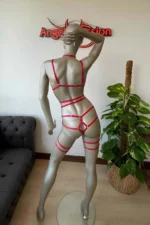 Red Rubber Sexy Body Harness Set - Image 7