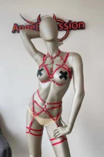 Red Sexy Elastic Garter Harness Set