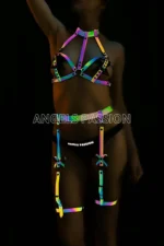 Reflective Custom Designed Sexy Harness Garter Set