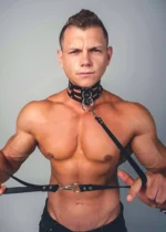 Sexy Men's Leather Leash Set - SHM53