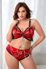 Fantasy Leather Chain Body Harness, Open Mesh Fantasy Lingerie - SH1175