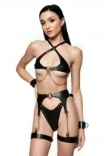 Fantasy Leather Harness Set, Stylish Leather Garter Harness Set - SH1219