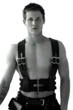Fantasy Men's Clothing, Leather Men's Clothing, Leather Men's Harness with Handcuffs - SHM118