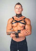 Men's Fantasy Clothing Harness, Collar and Wristband Set - SHM55