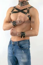 Men's Fantasy Clothing Harness, Collar and Wristband Set - SHM55 - Image 3