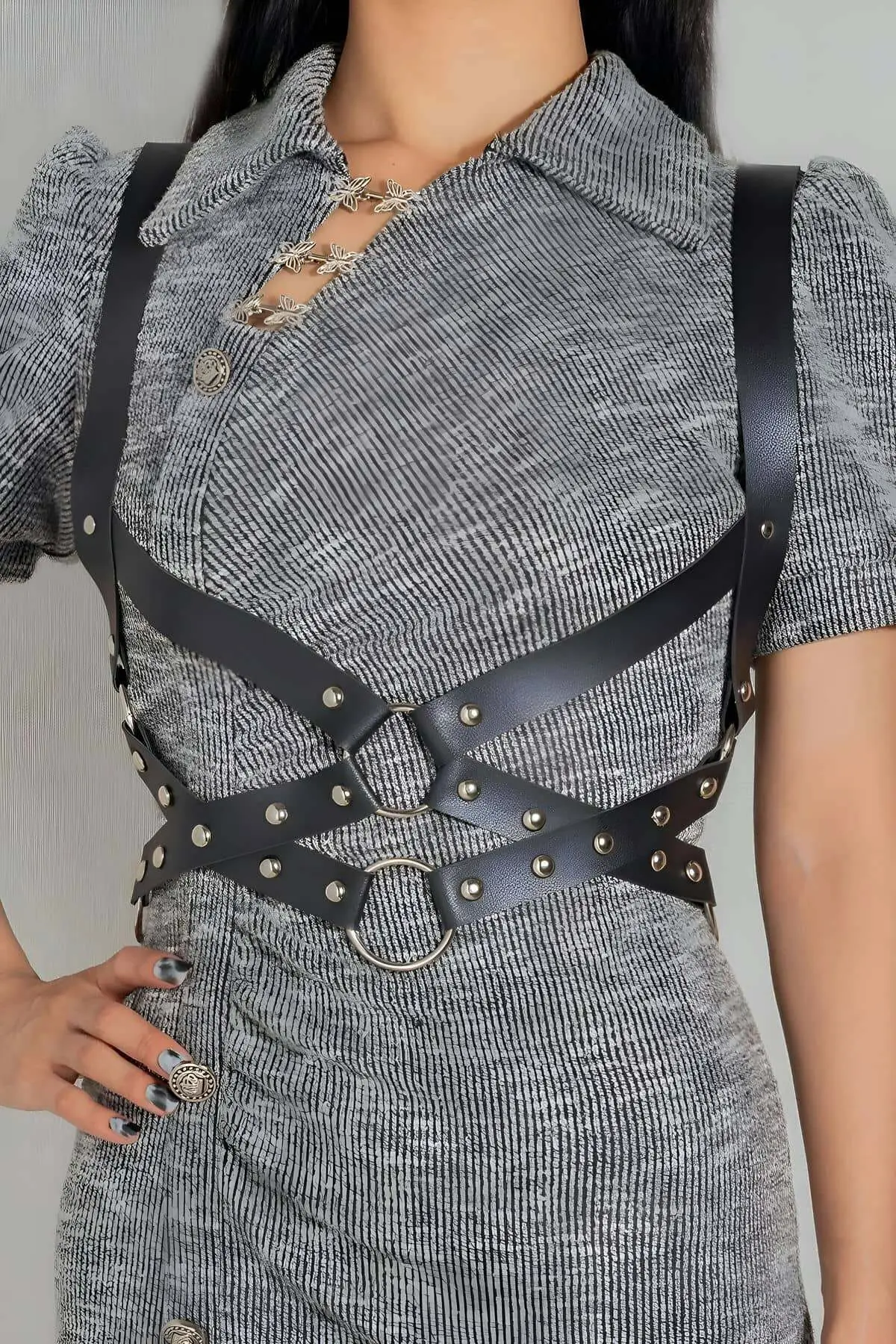 Garment Waist Belt, Leather Chest Accessory - SH1182