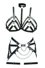Plus Size Leather Fantasy Harness Bra Set - SH533 - Image 2