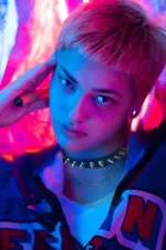 Studded Leather Choker, Collar with Studs and Chain - SH975