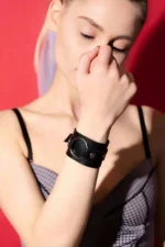 Leather Bracelet, Stylish Leather Bracelet with Ring Detail - SH1228 - Image 3