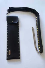 Black Whip with Leather Case, Stylish Leather Whip, Sexy Accessory - SH1287 - Image 3