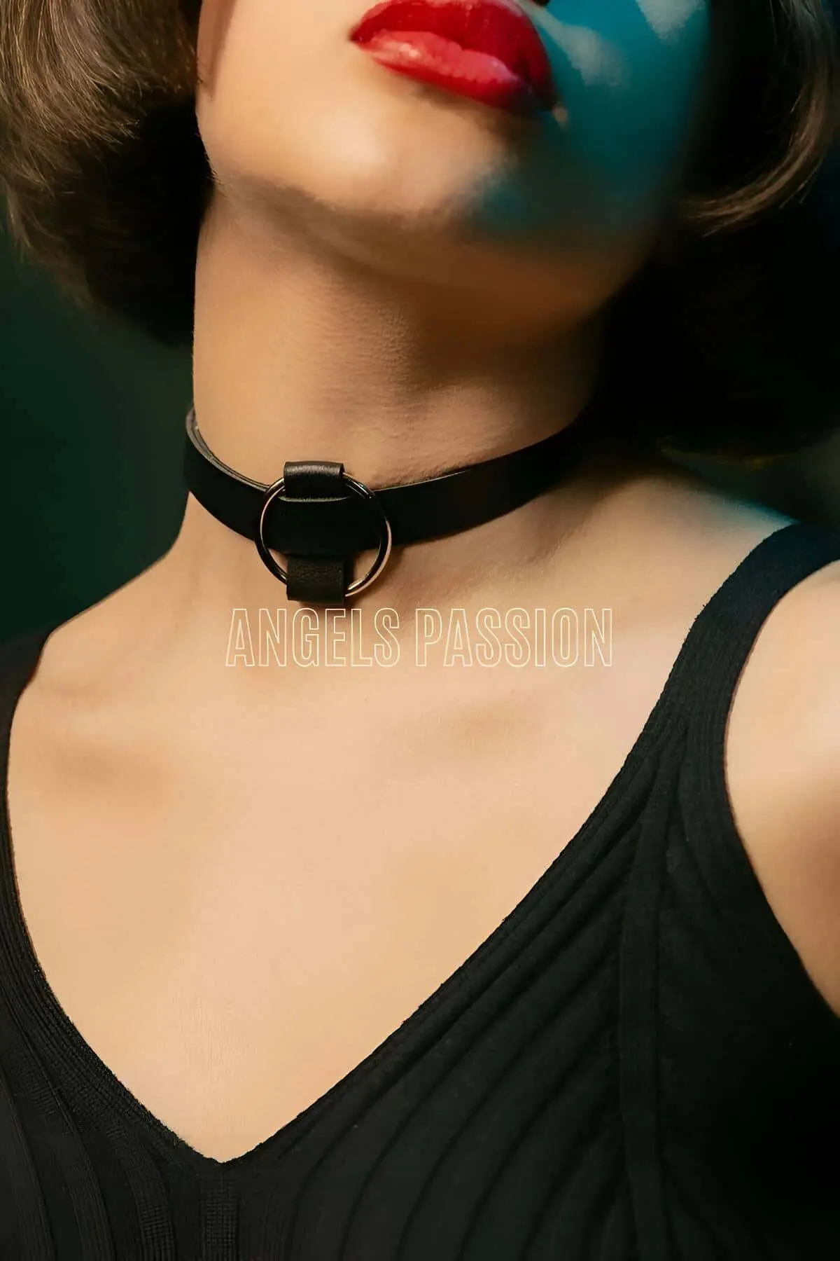 Leather Choker, Leather Necklace Collar - SH589