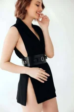 Leather Dress Belt, Stylish Leather Corset Belt - SH875 - Image 2