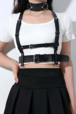 Leather Chest Harness and Choker Set - SH959 - Image 3