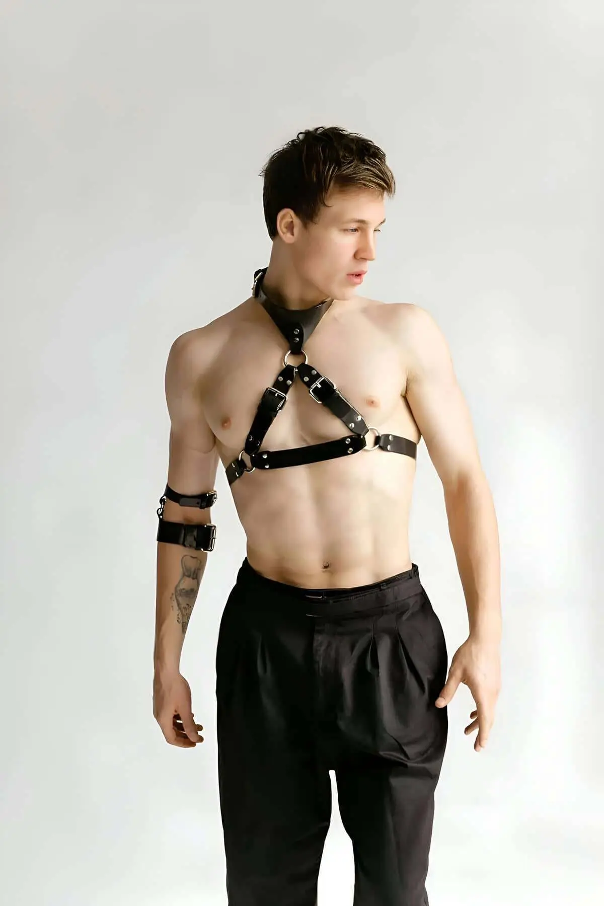 Leather Chest Harness and Armband - SHM117