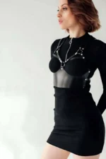 Leather Harness Bustier, Stylish Leather Corset - SH872 - Image 4