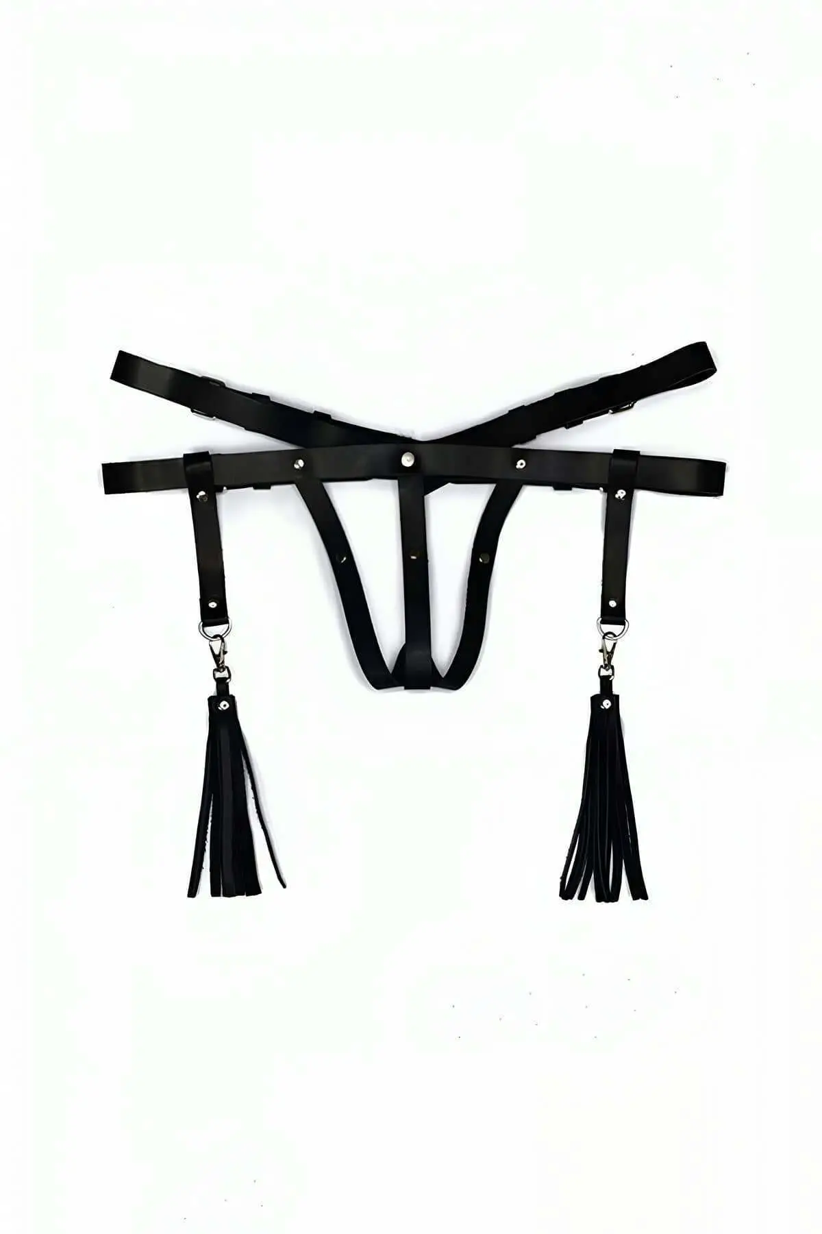 Leather Lingerie Tassel Thong Harness - SH439