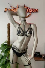 Leather Garter Black Harness Set - SH451