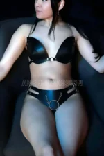 Leather Sexy Bra Set, Leather Fantasy Lingerie, Bra Harness Set with Chain Detail - SH1223