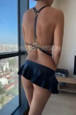 Black Patent Leather Harness with Triangle Detail on the Chest - SH110-SR - Image 3