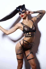 Underbust Cage Detail Garter Harness Set - SH390 - Image 2