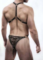 Black Sexy Rubber Men's Body Harness - SHM68 - Image 2