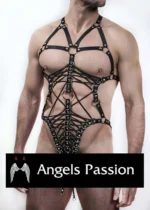 Black Sexy Rubber Men's Body Harness - SHM68