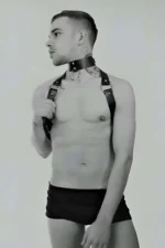 Sexy Leather Men's Harness with Collar - SHM35 - Image 2