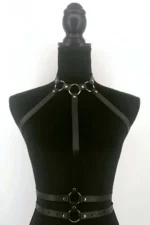 Stylish Leather Harness with Collar and Waist Details - SH545 - Image 3