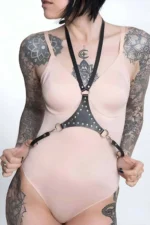 Triangle Detail Leather Belt Harness, Garment Harness Accessory - SH1279 - Image 2