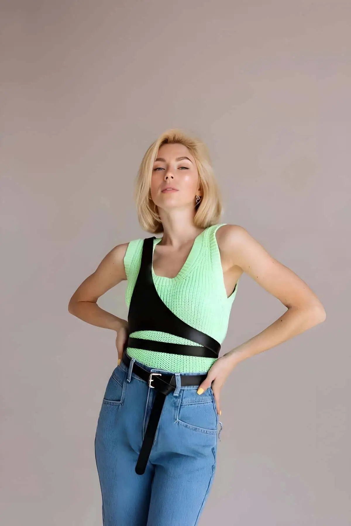 Triangle Garment Chest Belt, One-Shoulder Leather Harness - SH1120