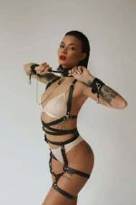 Body-Wrapping Leather Fantasy Handcuff Collar Set - SH702 - Image 2