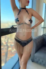 Chain-Detailed Sexy Harness Set, Chain Skirt - SH504 - Image 4