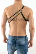 Men's One-Shoulder Leather Harness - Men's Fantasy Underwear - Men's Leather Erotic Underwear - SHM14 - Image 3