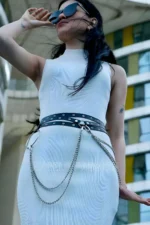 Stylish Leather Belt with Chain Detail and Wrap-Around Waist - SH731 - Image 2