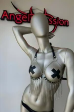 Leather Bustier with Chain Detail