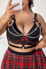 Leather Chest Harness with Chain Detail - SH808