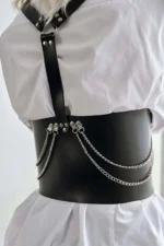 Chain Detail Corset Belt, Stylish Leather Women's Belt - SH1300 - Image 3
