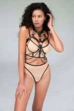 Stylish Leather Chest Harness with Chain Detail - SH1066 - Image 3