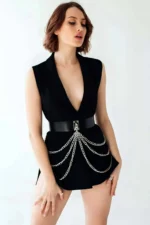 Leather Belt Harness with Chain - SH904 - Image 5