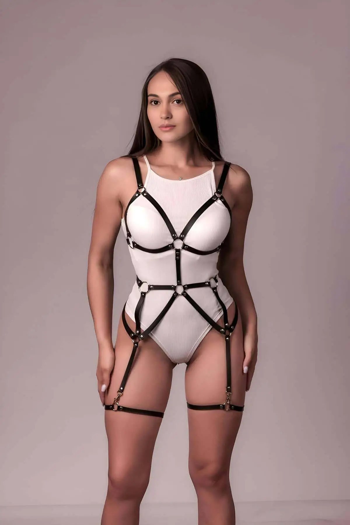 Women's Lingerie, Sexy Leather Fantasy Body Harness Lingerie, Sexy Leather Apparel - SH1235