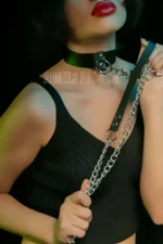 Chain Collar - BDSM Leather Collar - SH246 - Image 3