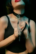 Chain Collar - BDSM Leather Collar - SH246 - Image 4