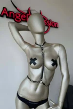 Stylish Leather Harness with Waist and Neck Details - SH426