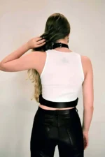 Neck-Tied Corset Belt Harness, Women's Leather Waist Belt - SH1297 - Image 3