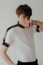 Stylish Men's Harness with Neck, Bicep and Shoulder Details - SHM90 - Image 4