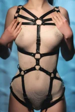 Women's Leather Lingerie, Body-Hugging Sexy Harness - SH860