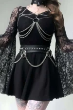 Stylish Leather and Chain Harness Set - SH413